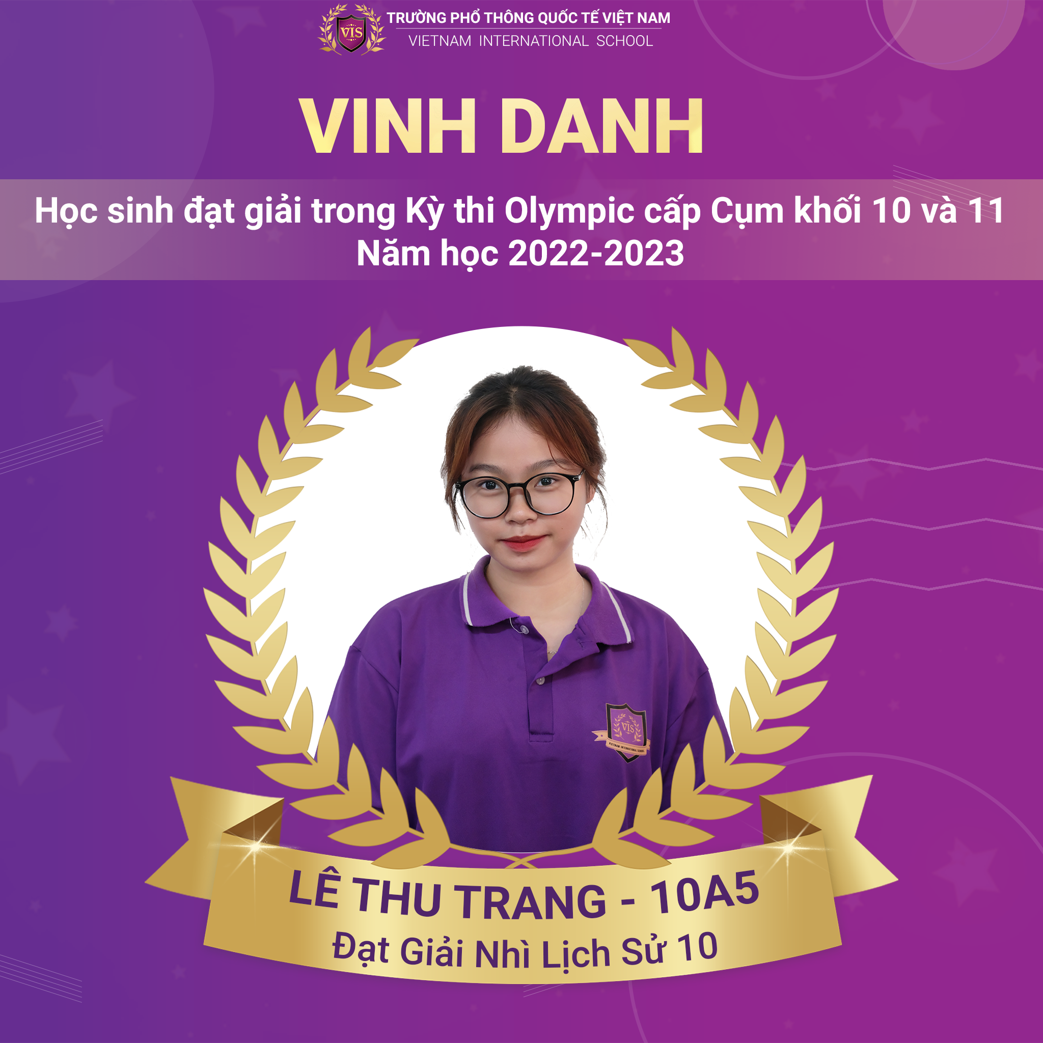Lê Thu Trang - Đạt giải cao trong Kỳ thi Olympic cấp cụm