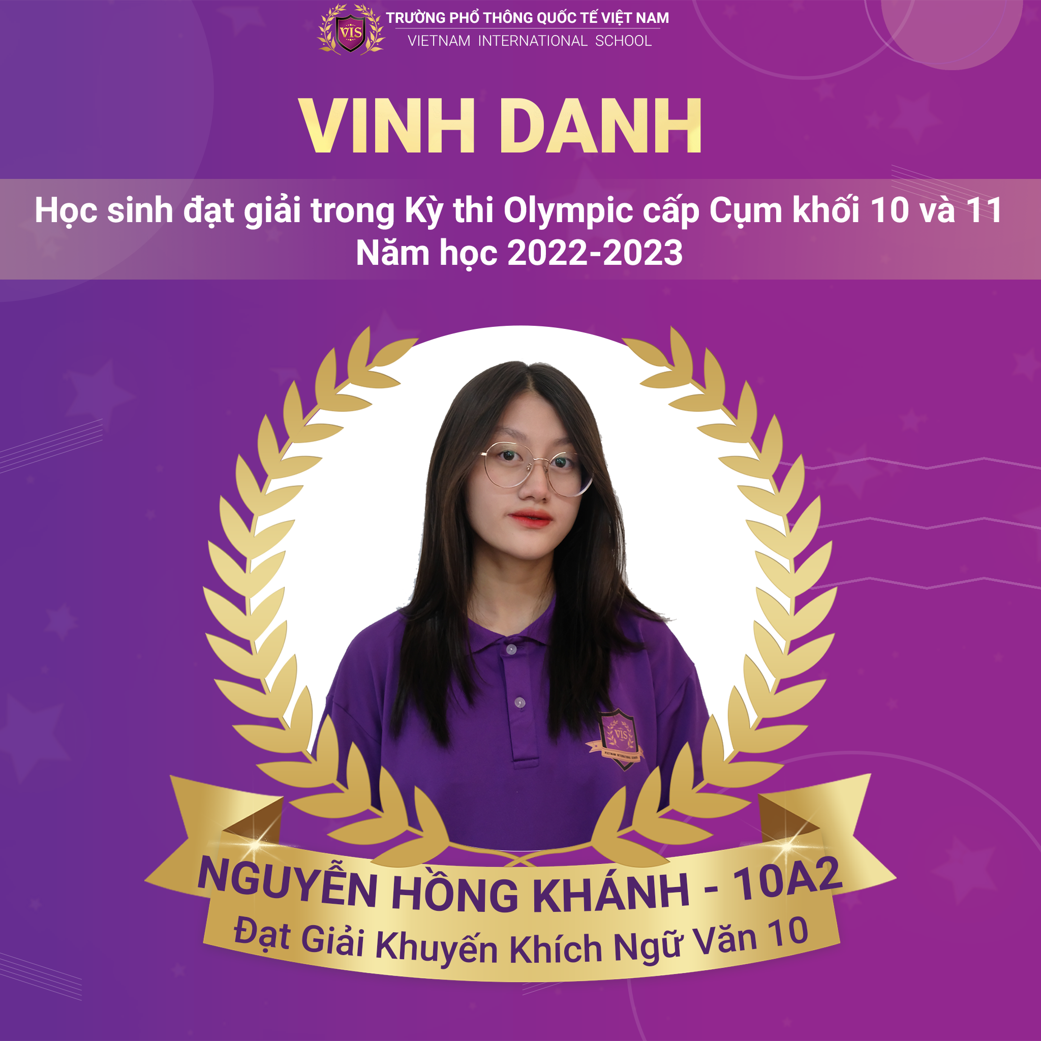 Nguyễn Hồng Khánh - Đạt giải cao trong Kỳ thi Olympic cấp cụm
