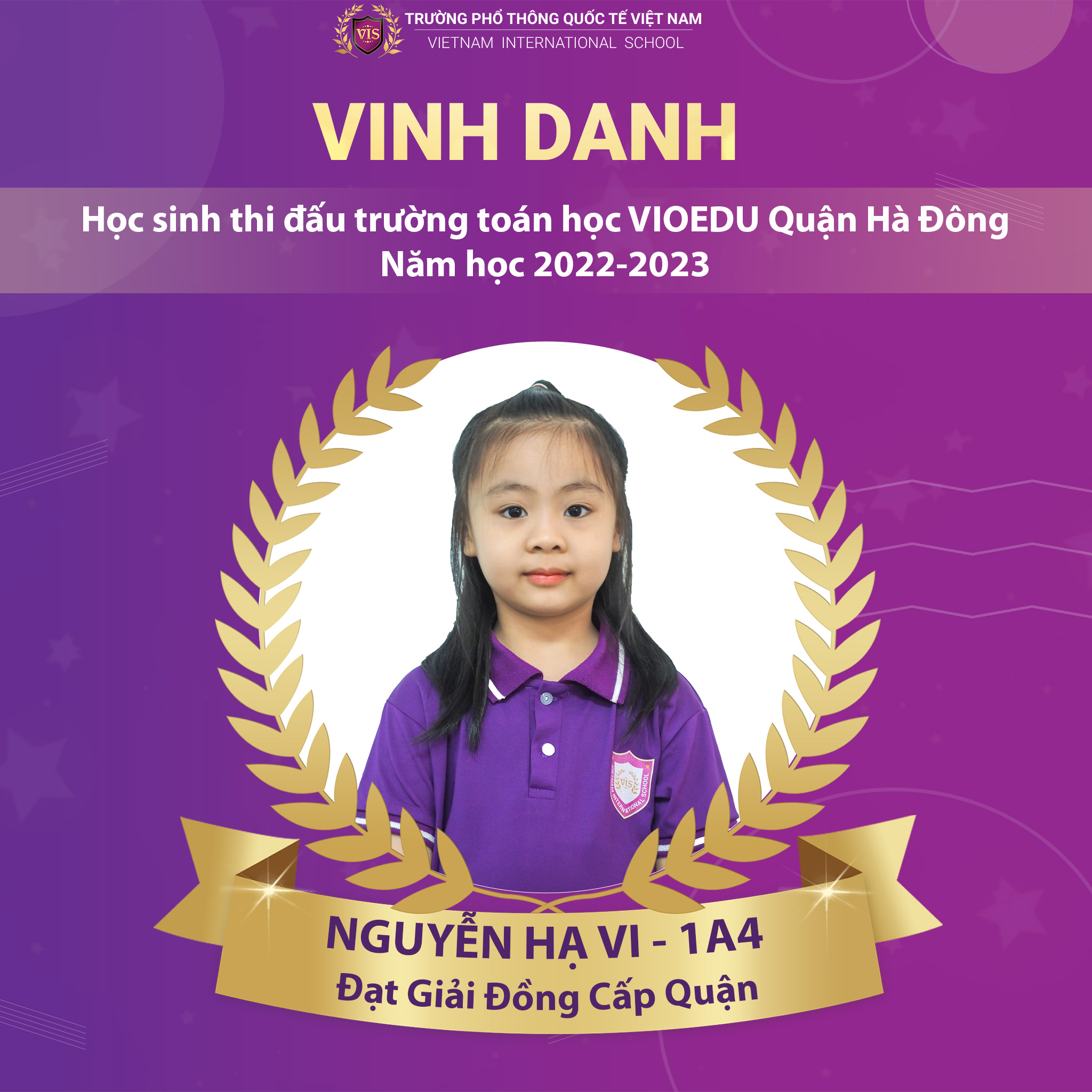 Nguyễn Hạ Vi - Đạt giải Đồng cấp Quận Cuộc thi VIOEDU