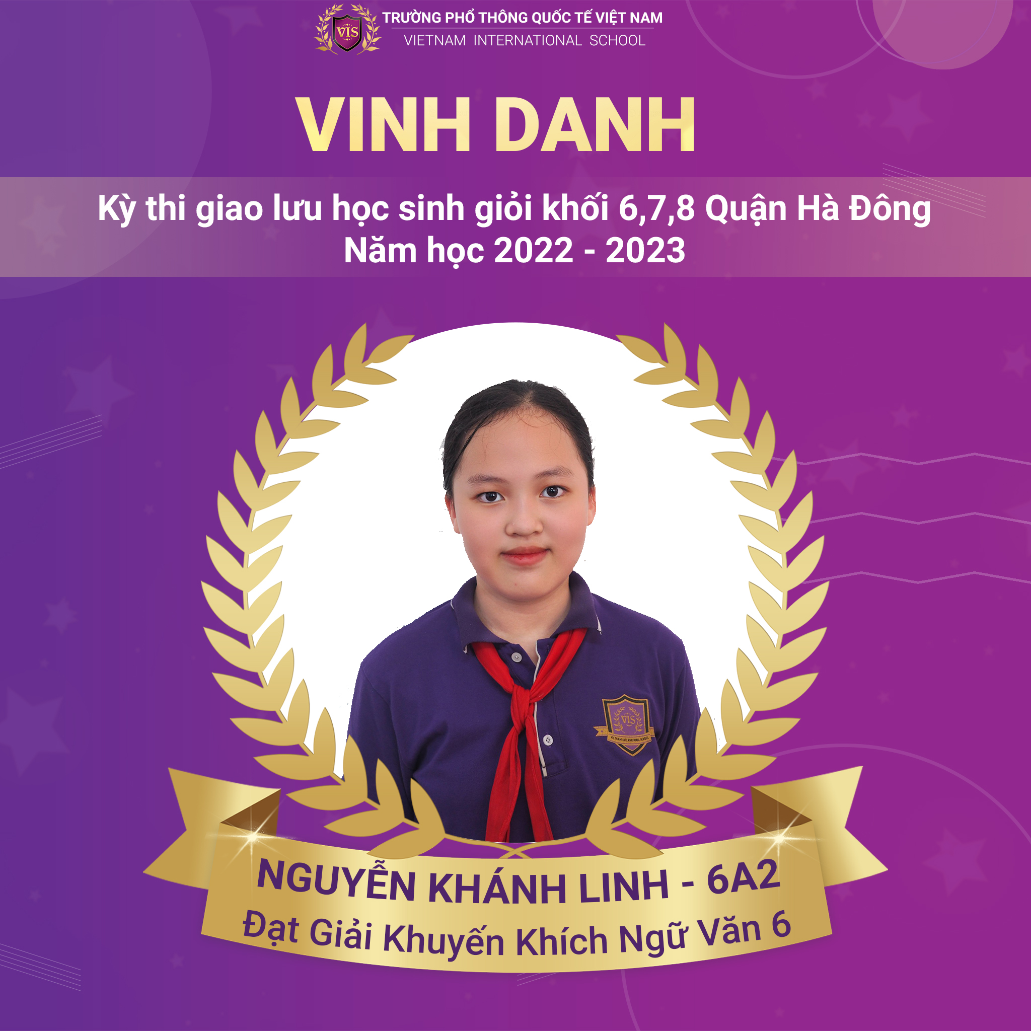 Nguyễn Khánh Linh - Đạt giải trong Kỳ thi Giao lưu HSG cấp Quận