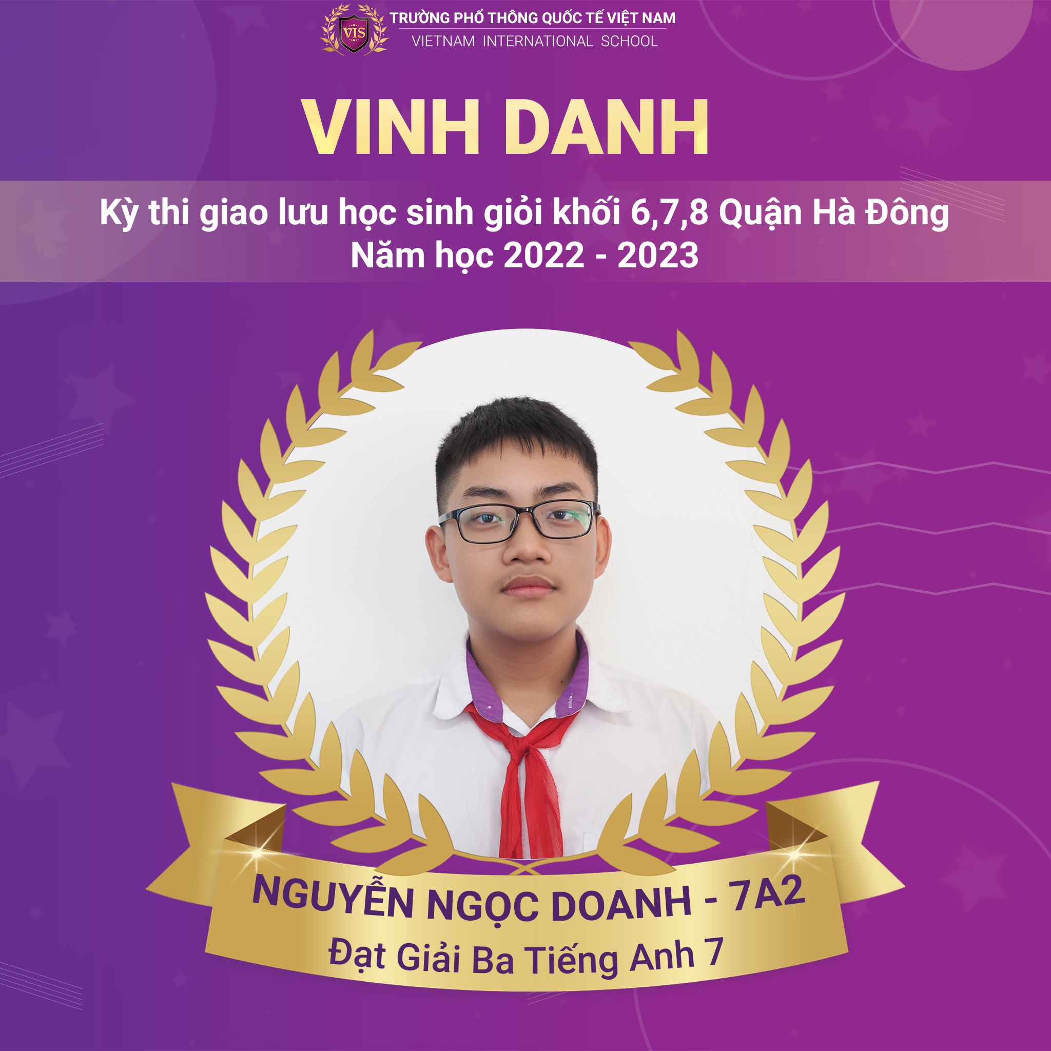 Nguyễn Ngọc Doanh - Đạt giải trong Kỳ thi Giao lưu HSG cấp Quận