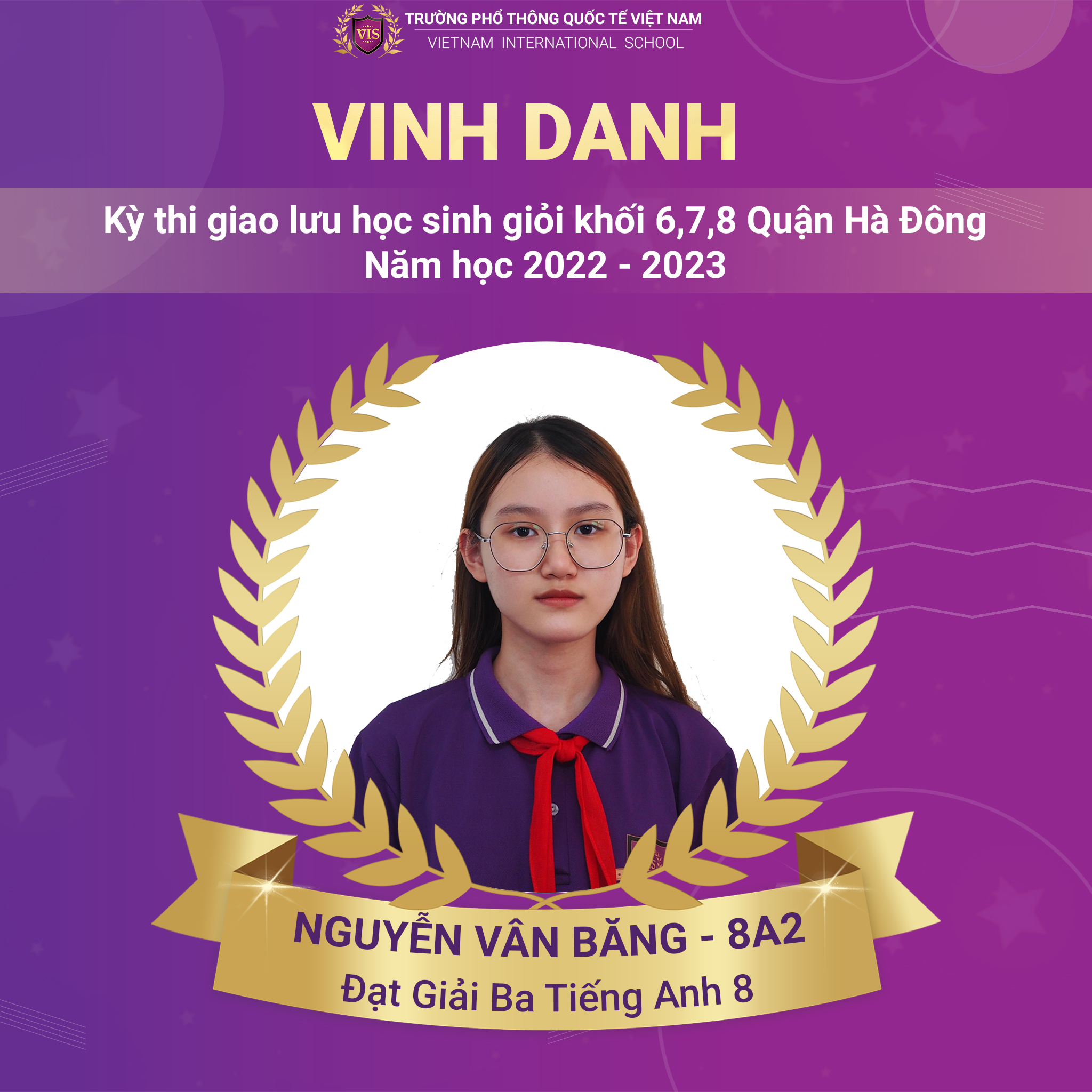 Nguyễn Vân Băng - Đạt giải cuộc thi Giao lưu HSG cấp Quận