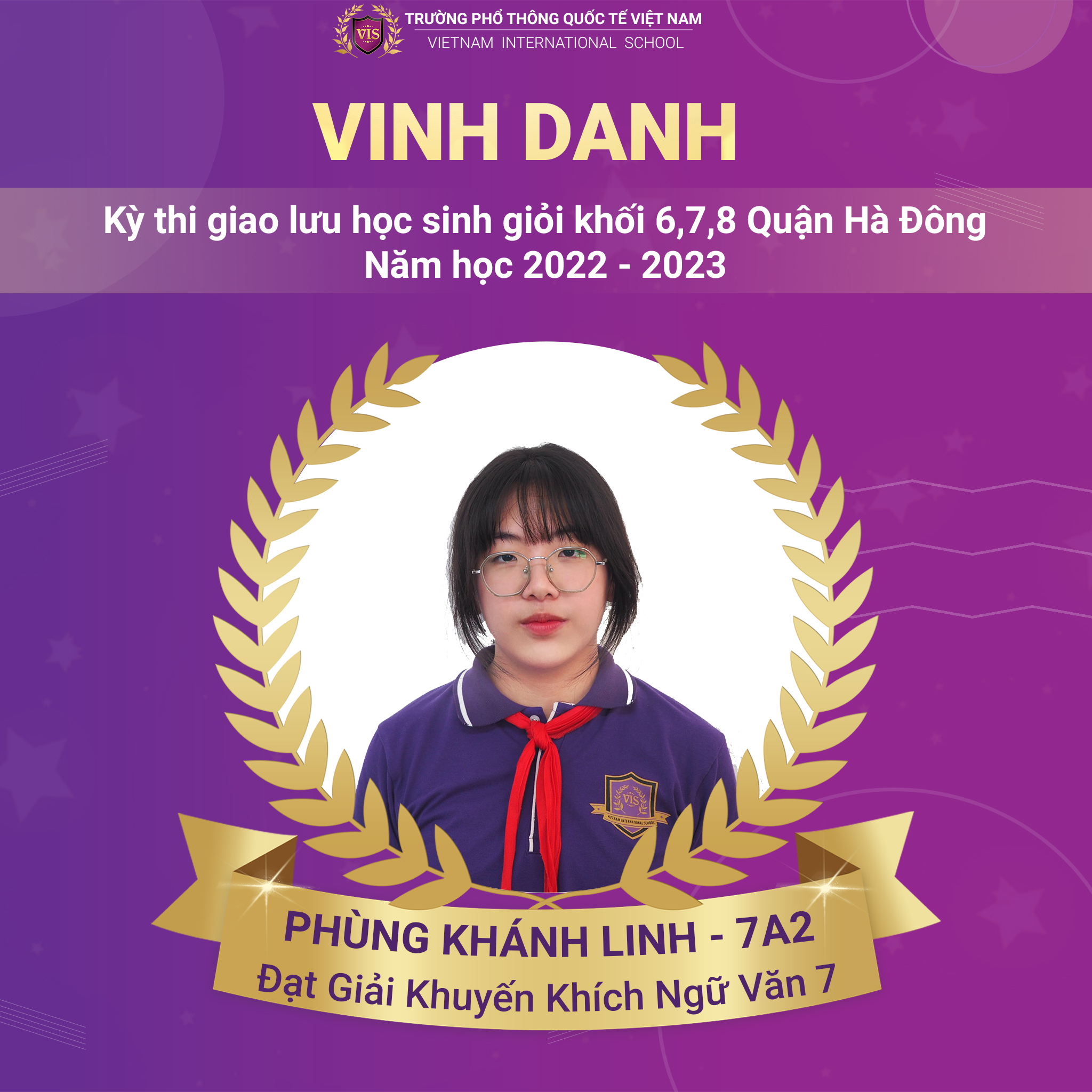 Phùng Khánh Linh - Đạt giải trong Kỳ thi Giao lưu HSG cấp Quận