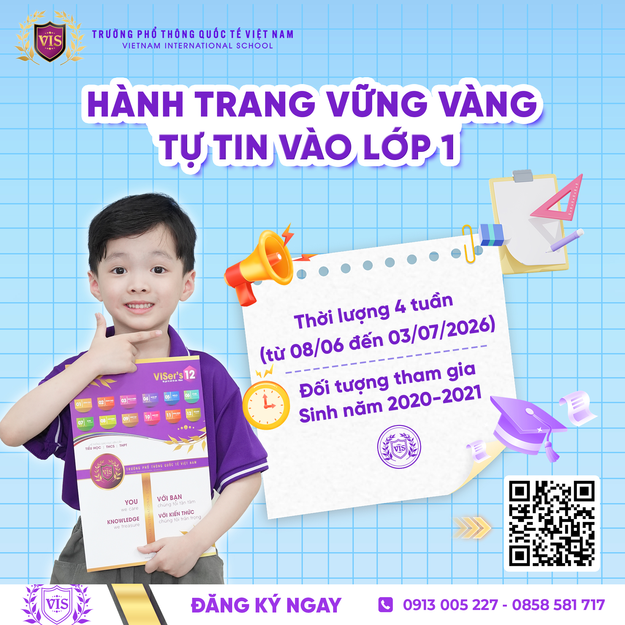 THÔNG BÁO TUYỂN SINH HÀNH TRANG VÀO LỚP 1 TẠI VIS – BA MẸ AN TÂM, CON SẴN SÀNG CHO HÀNH TRÌNH MỚI