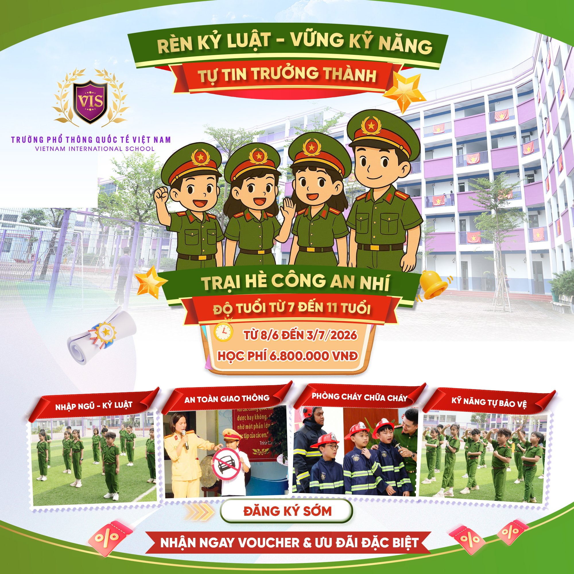 TRẠI HÈ “CÔNG AN NHÍ 2026” TẠI VIS – RÈN KỶ LUẬT, VỮNG KỸ NĂNG, TỰ TIN TRƯỞNG THÀNH