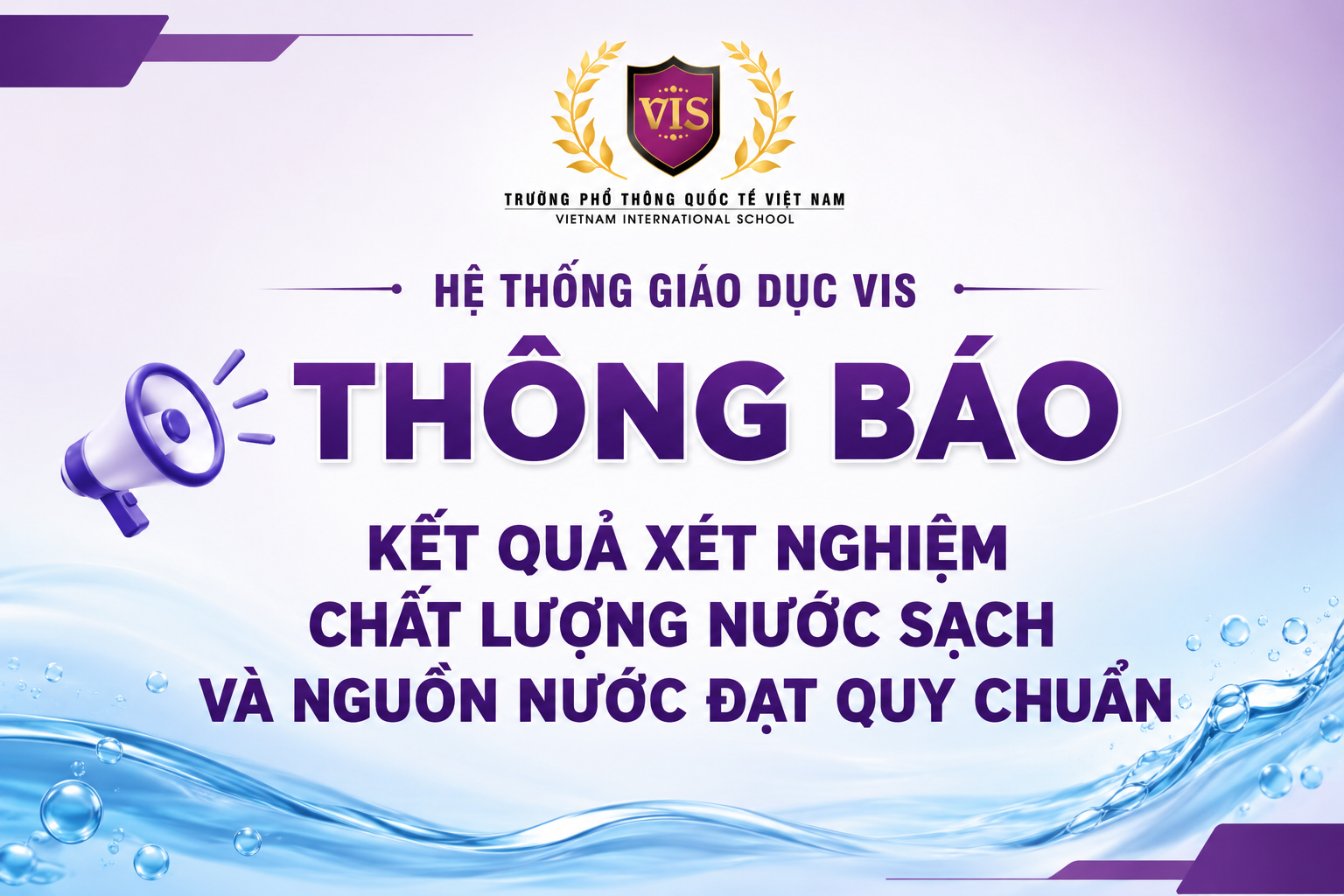 KẾT QUẢ XÉT NGHIỆM CHẤT LƯỢNG NƯỚC SẠCH VÀ NGUỒN NƯỚC ĐẠT QUY CHUẨN