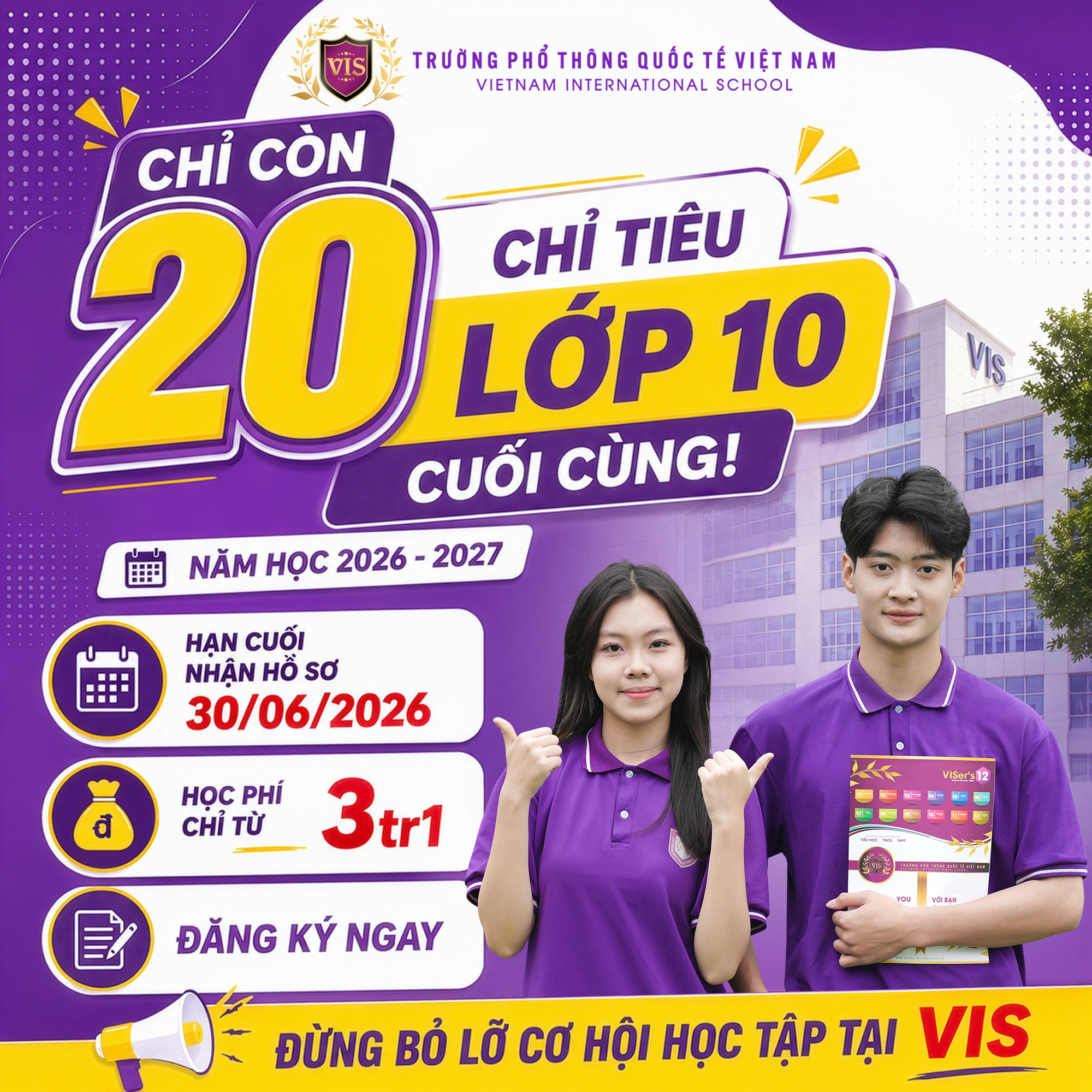 THÔNG BÁO TIẾP NHẬN HỒ SƠ XÉT TUYỂN LỚP 10 NĂM HỌC 2026 – 2027