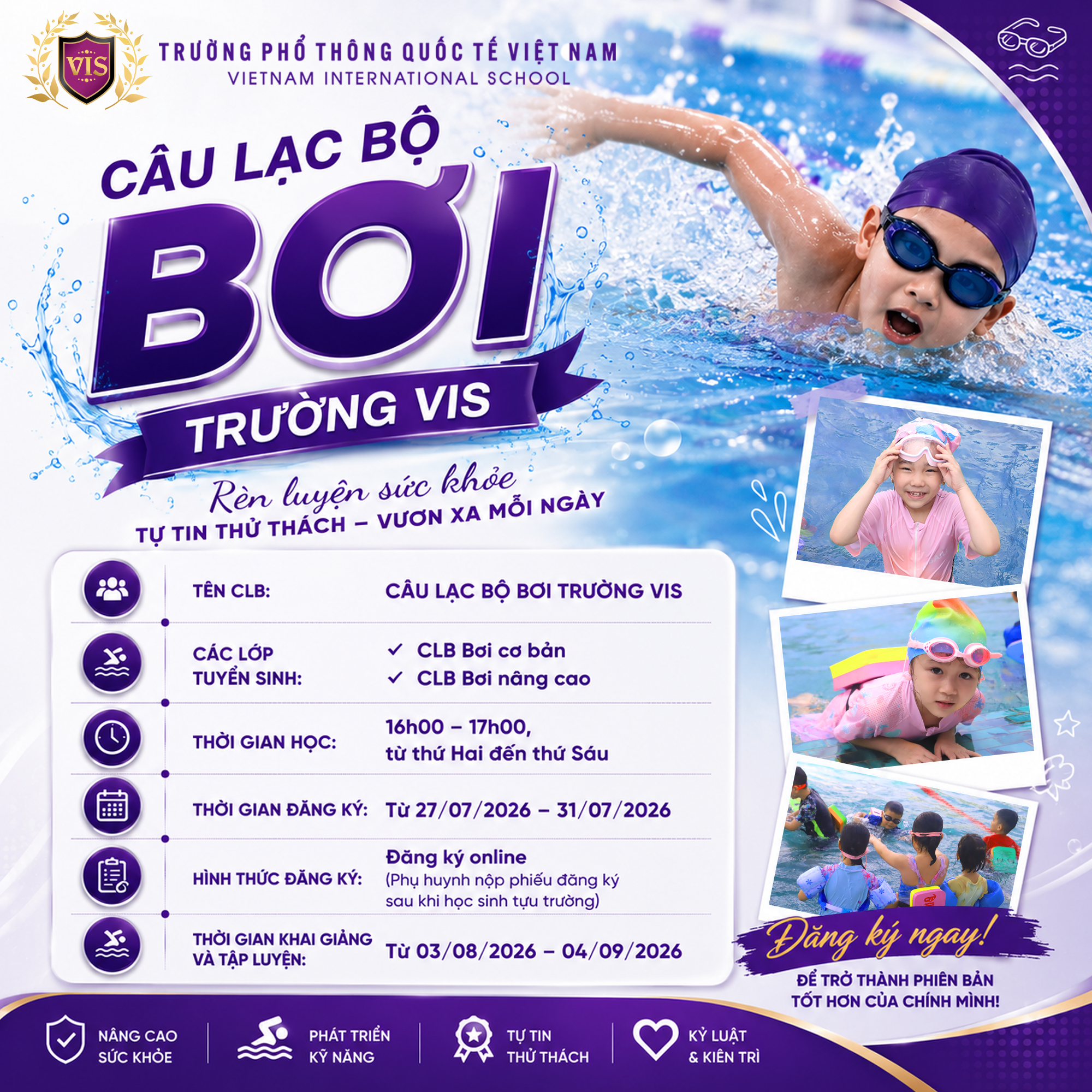 CLB BƠI VIS – NÂNG CAO SỨC KHỎE, BỒI DƯỠNG SỰ TỰ TIN VÀ BẢN LĨNH CHO HỌC SINH