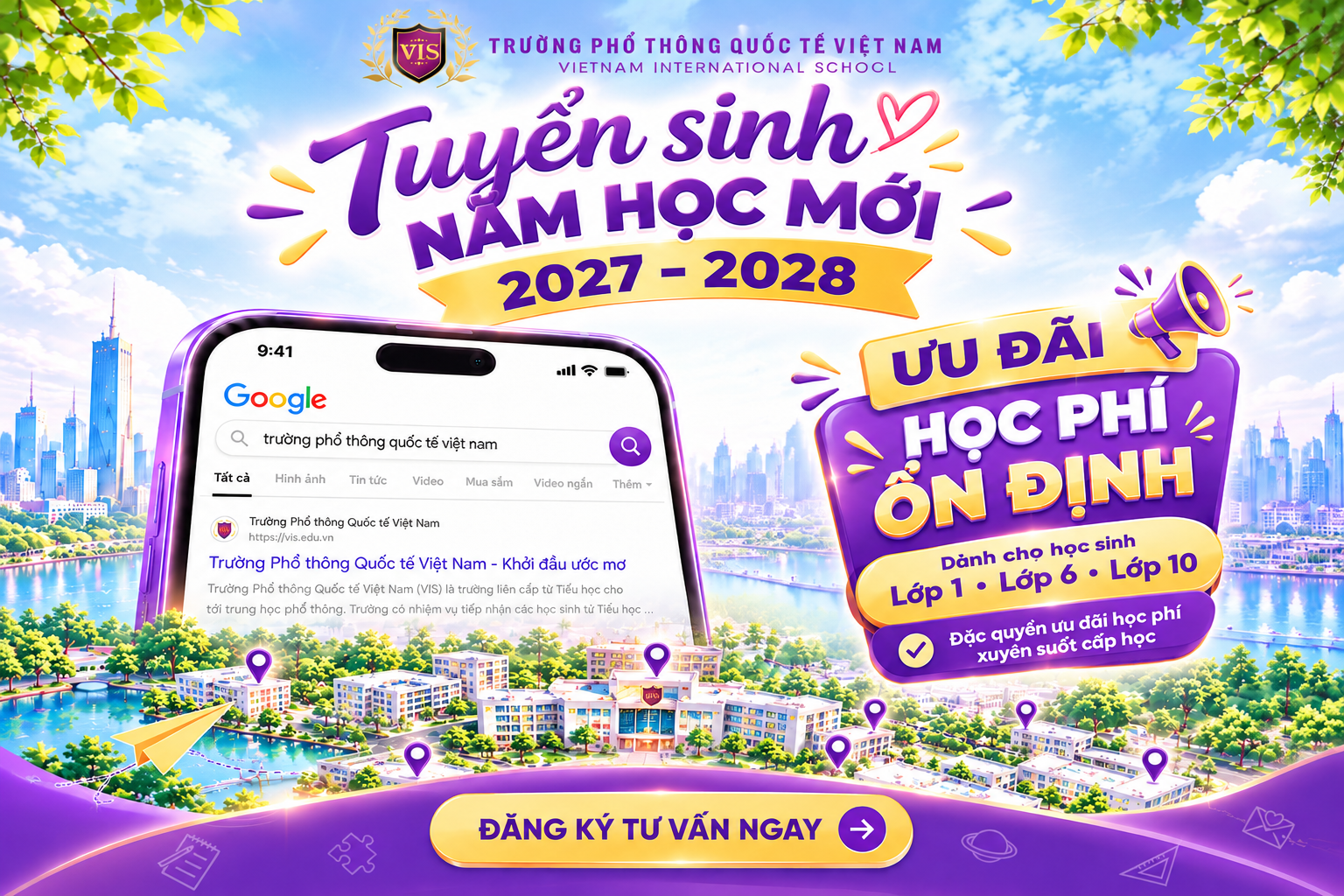 CHỌN TRƯỜNG CHO CON, NHẸ GÁNH HỌC PHÍ, BA MẸ AN TÂM TRỌN HÀNH TRÌNH HỌC TẬP TẠI VIS!